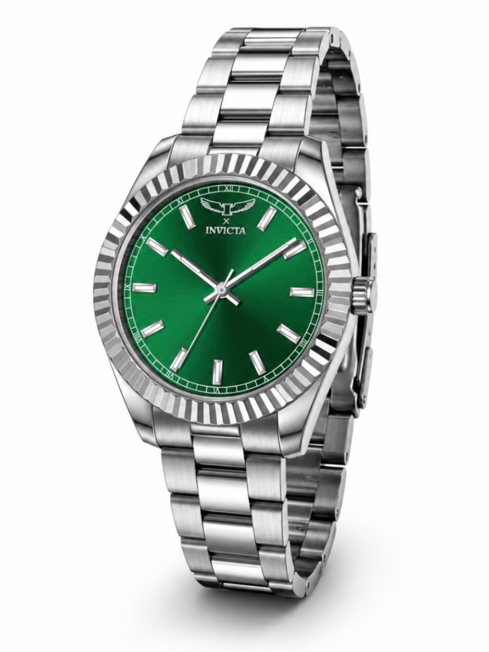 Invicta “SPECIALTY 40mm” Silver Stainless Steel Watch with Green Dial